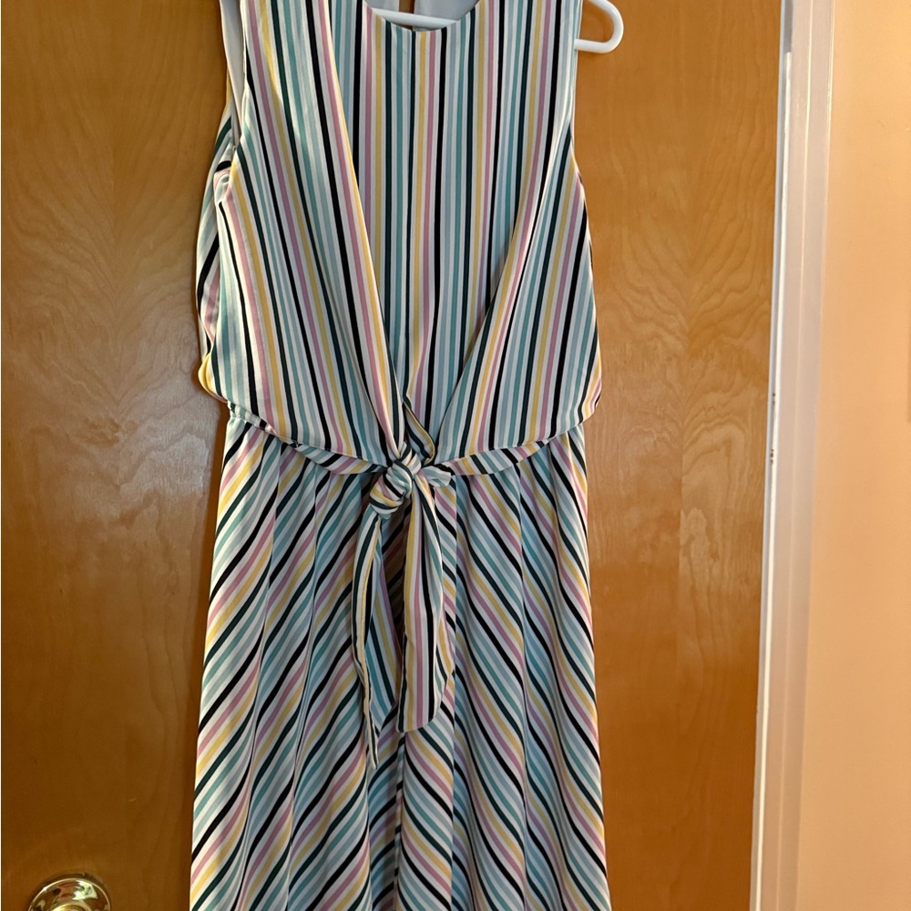 Tommy Hilfiger Multicolor Striped Jersey Knit Blouson Sleeveless Dress